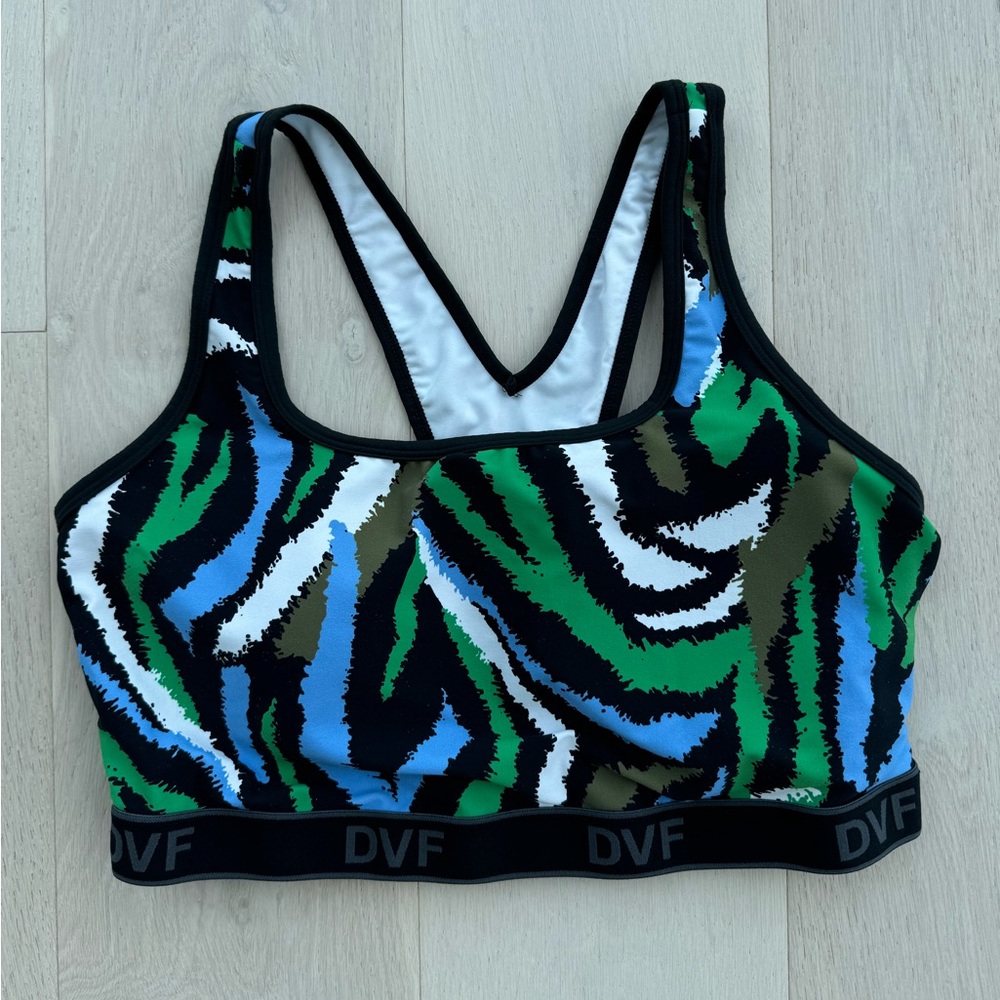 Diane Von Furstenberg x Target Disco Zebra Green Racerback Sports Bra Sz XL